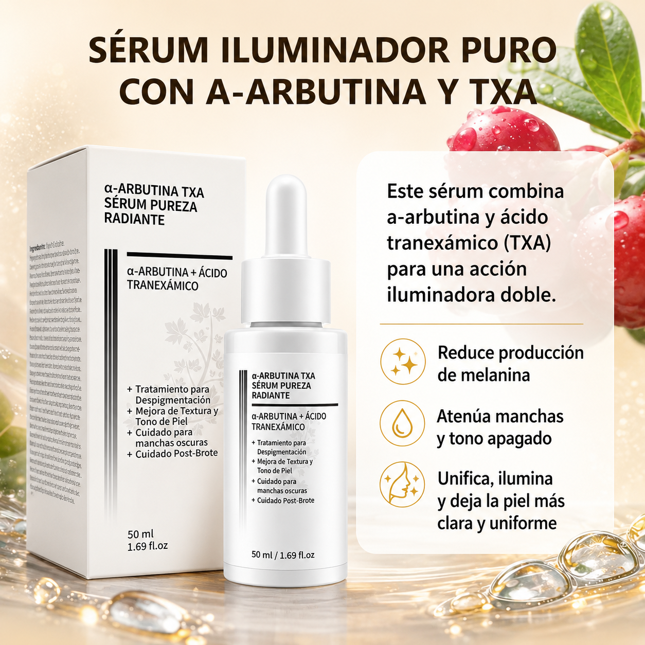 Sérum Coreano Antimanchas con Arbutina + Txa + Cica – 50ml