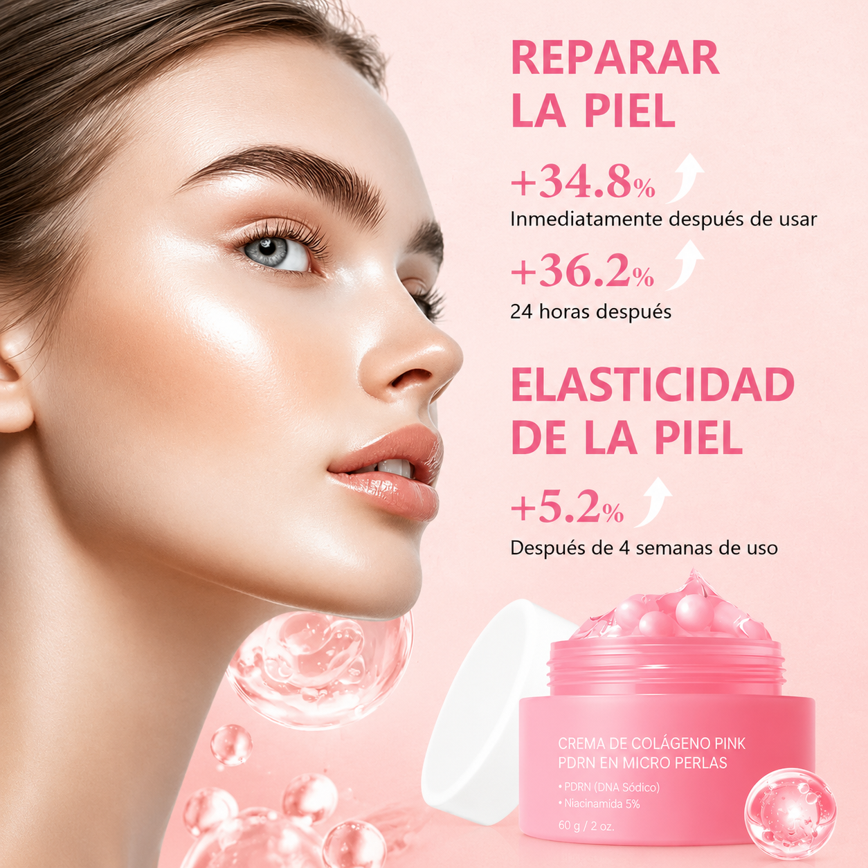 Crema Coreana Aclarante con Colágeno y Niacinamida en Micro Perlas – 60ml